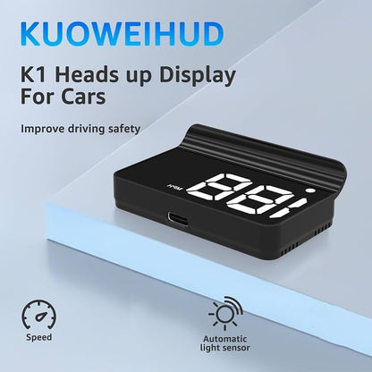 GPS HUD Speedometer for Cars – Large MPH Display, Auto Brightness, USB Plug & Play, Green/White, Driving, Auto Accessories