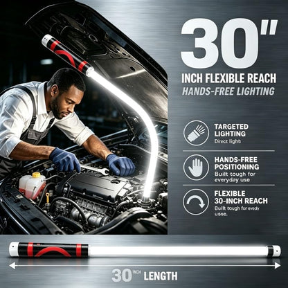 Flexible LED Light Stick 30 Inches, Rechargeable Bendable Work Light with 3 Adjustable Brightness Modes, High Lumen for Automotive Repairs Under Vehicle Hood, Workshop Tight Space and Outdoor Task Lighting,Back To School Use.lumens light