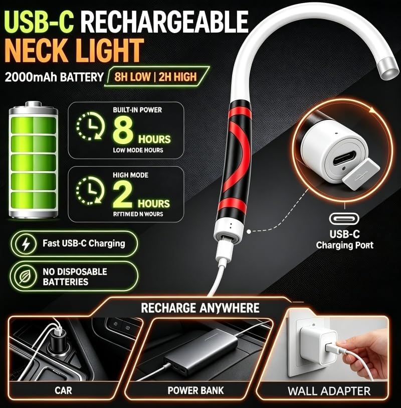Flexible LED Light Stick 30 Inches, Rechargeable Bendable Work Light with 3 Adjustable Brightness Modes, High Lumen for Automotive Repairs Under Vehicle Hood, Workshop Tight Space and Outdoor Task Lighting,Back To School Use.lumens light