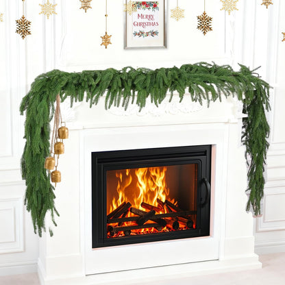 2 Pcs 6 FT Artificial Cedar Garlands, Real Touch Winter Cedar Cypress Garland, Gradient Green Artificial Greenery Pine Garland for Table, Mantle, Wall, Indoor, Outdoor Christmas Decoration