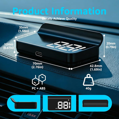 GPS HUD Speedometer for Cars – Large MPH Display, Auto Brightness, USB Plug & Play, Green/White, Driving, Auto Accessories