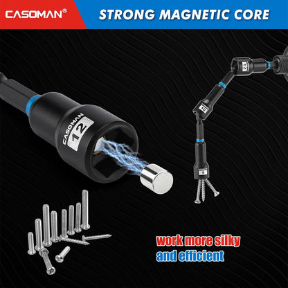55-Piece Magnetic Nut Driver Set with Magnetic Screwdriver Bits for Impact Drill - Deep, Shallow, Metric/SAE, Bit Extension Bar, Socket Adapters, Wing Nut Driver, Tool Box - Manufacturer Warranty, Father's Day Gift