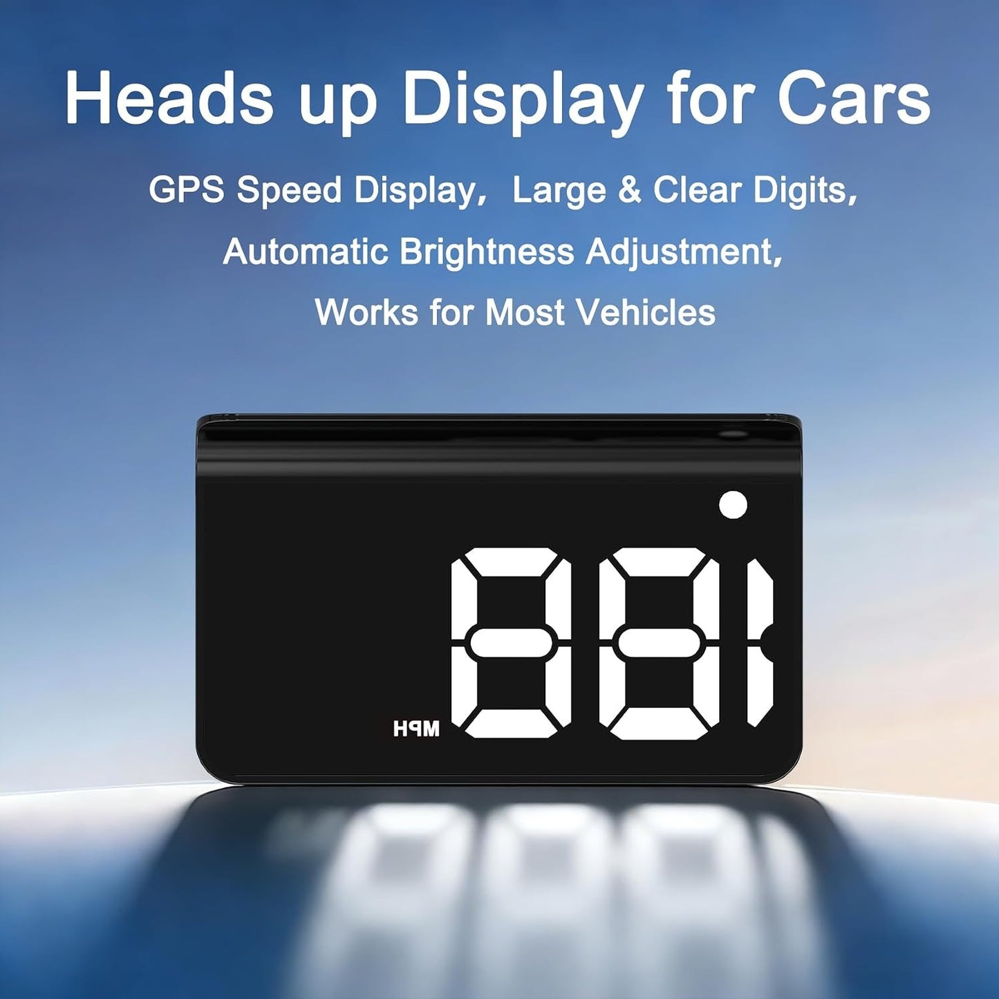 GPS HUD Speedometer for Cars – Large MPH Display, Auto Brightness, USB Plug & Play, Green/White, Driving, Auto Accessories