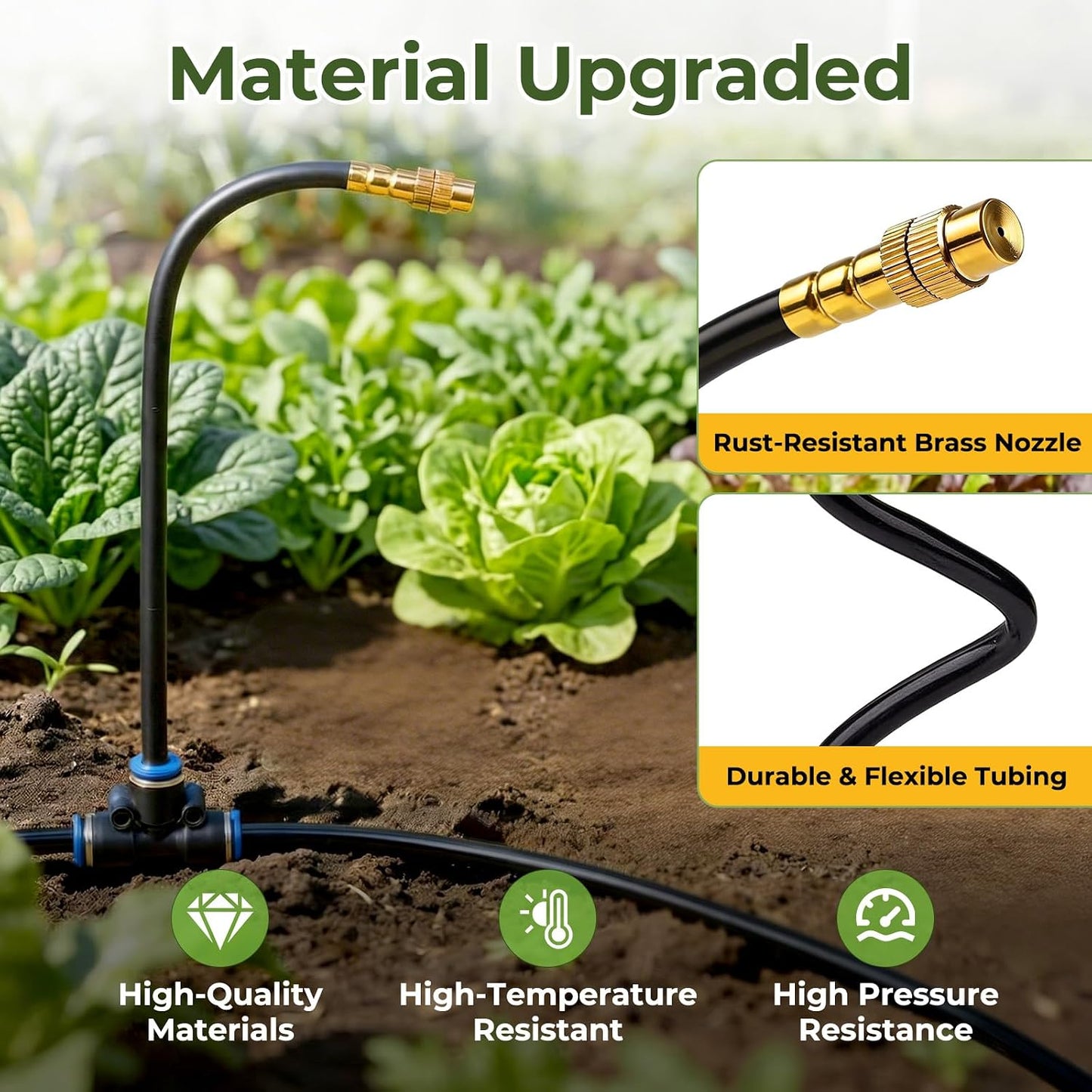 Automatic Drip Irrigation System - 50FT Length, 12 Adjustable Copper Nozzles - Watering Kit for Garden, Lawn, Potted Plants