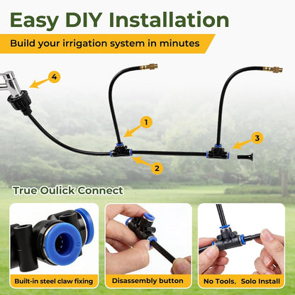 Automatic Drip Irrigation System - 50FT Length, 12 Adjustable Copper Nozzles - Watering Kit for Garden, Lawn, Potted Plants