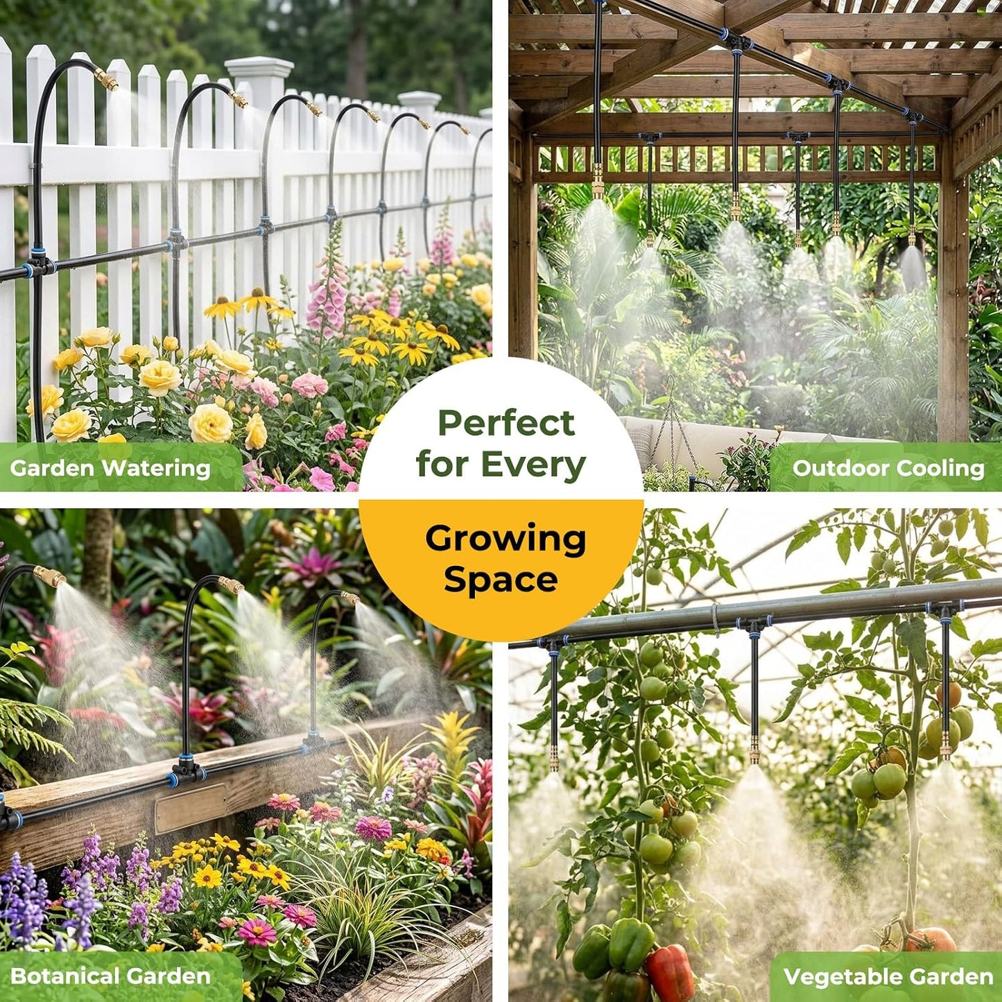 Automatic Drip Irrigation System - 50FT Length, 12 Adjustable Copper Nozzles - Watering Kit for Garden, Lawn, Potted Plants