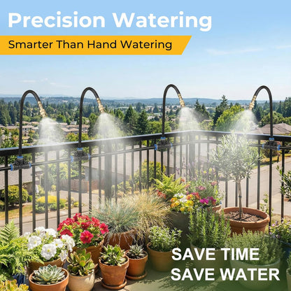Automatic Drip Irrigation System - 50FT Length, 12 Adjustable Copper Nozzles - Watering Kit for Garden, Lawn, Potted Plants