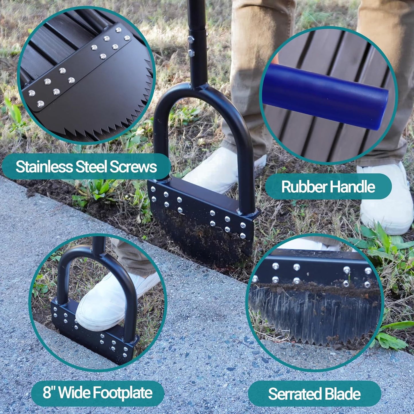 Manual Garden Bed Edger - Durable Gardening Work Tool with Wide Footplate, Portable Design for Weed Removal, Flowerbed, Sidewalk, Durable Landscape Tool, deals for you,