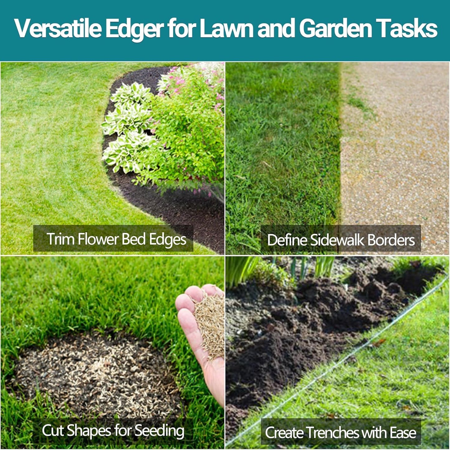 Manual Garden Bed Edger - Durable Gardening Work Tool with Wide Footplate, Portable Design for Weed Removal, Flowerbed, Sidewalk, Durable Landscape Tool, deals for you,